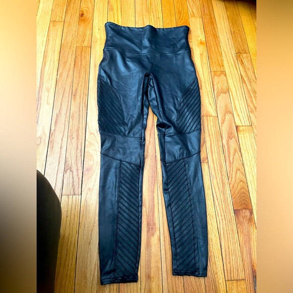 SPANX Pants - NWOT Coated Wax faux leather Moto rockstar leggings sport active athletic whimsy